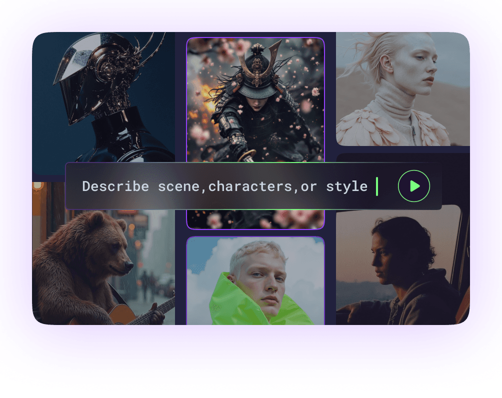 Text to Video interface showing multiple video scenes