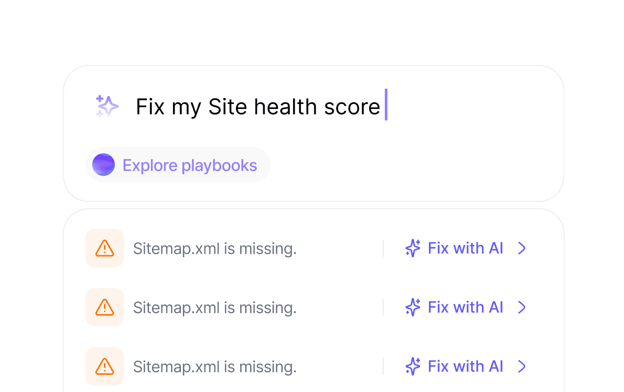 SEO audit issue list with one-click AI fixes