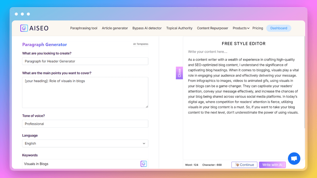 AISEO Paragraph Generator