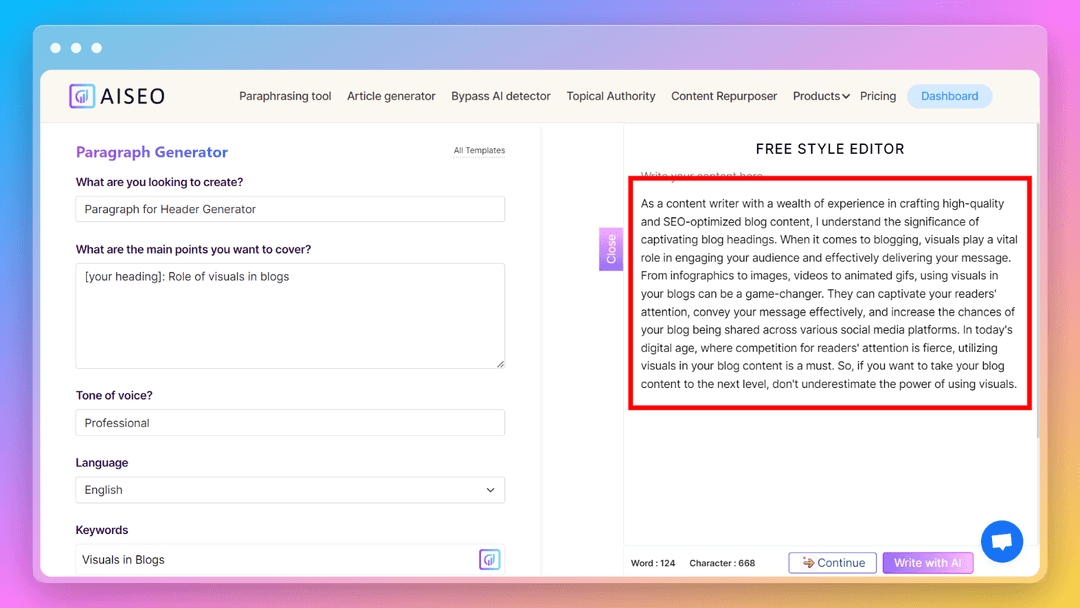 AISEO Paragraph Generator