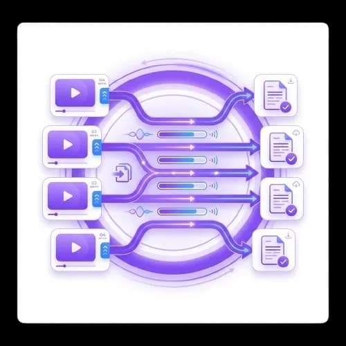 O formulário aceita um vídeo por solicitação. Revise e salve o resultado antes de escolher Recomeçar para transcrever outro arquivo dentro do seu limite diário.