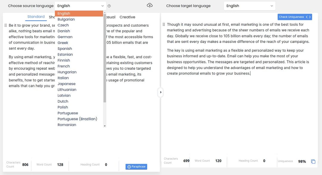 Supported Languages