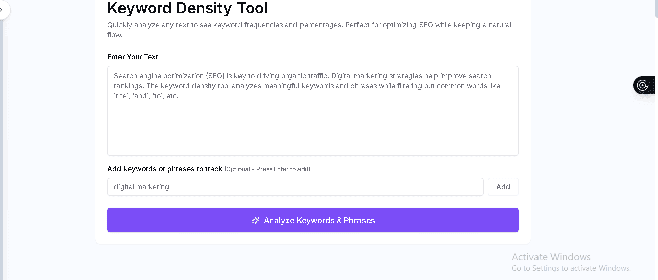 Keyword Density Checker Tool