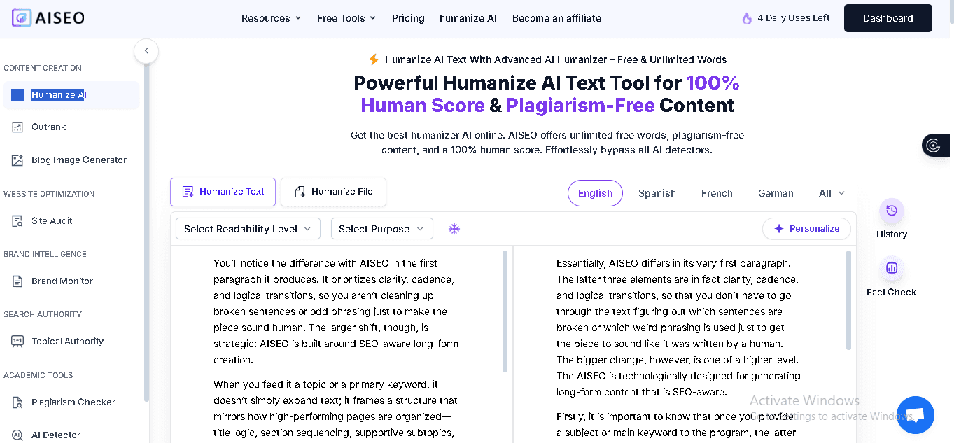 AISEO’s Humanize AI