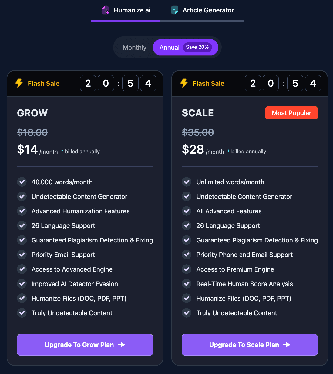 Humanize AI Text Pricing