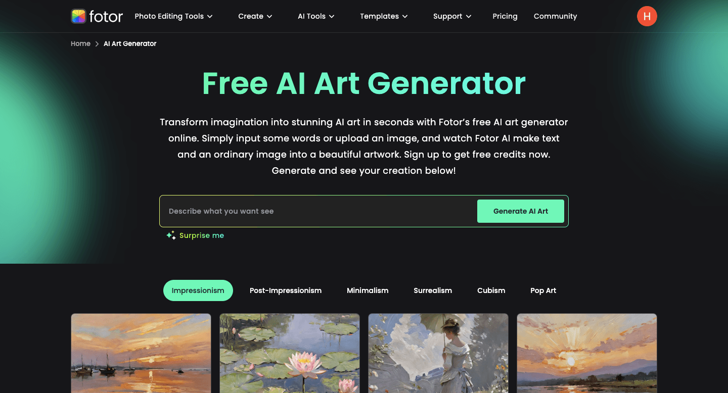 Fotor AI Art Generator