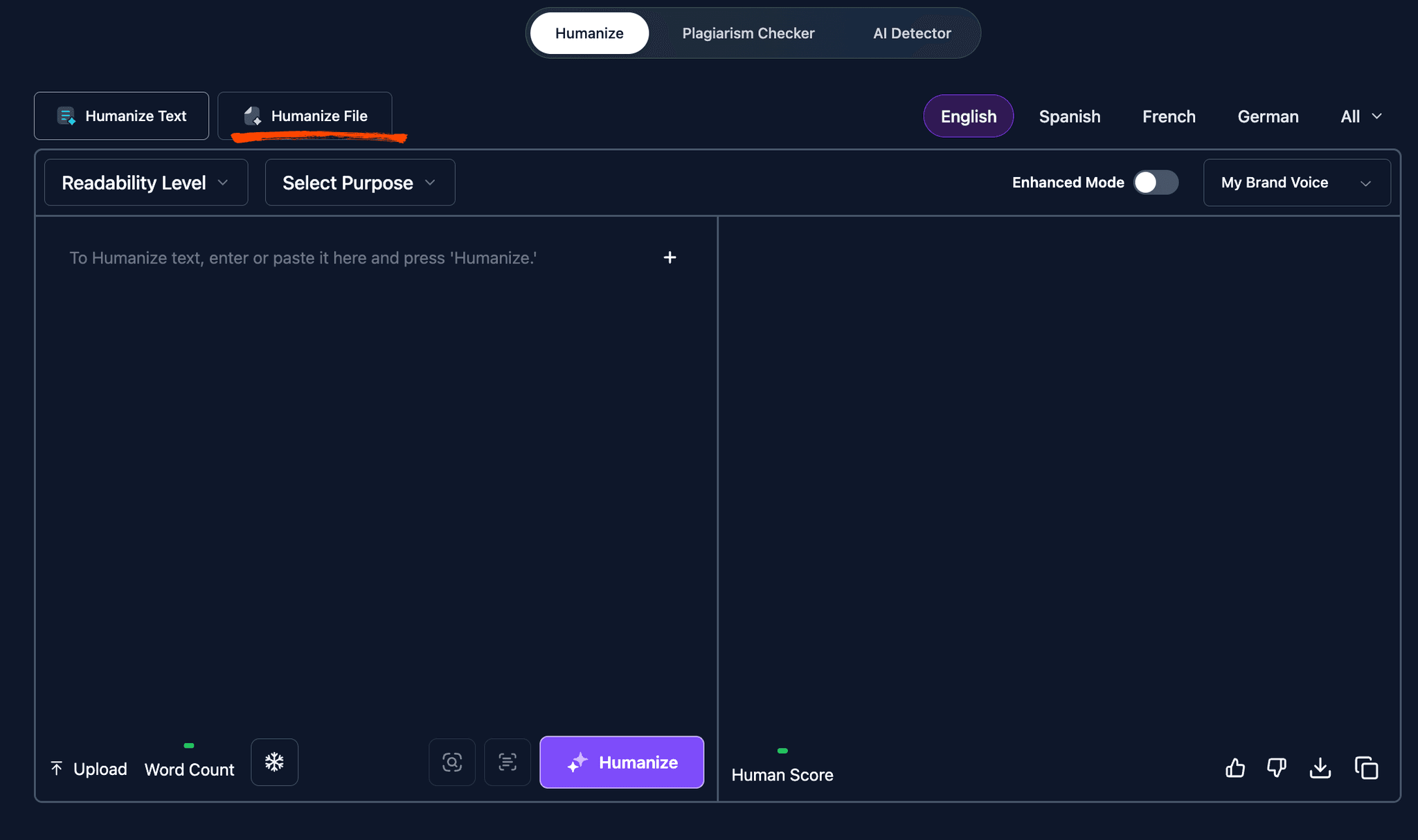 Humanize AI Text - Upload Documents