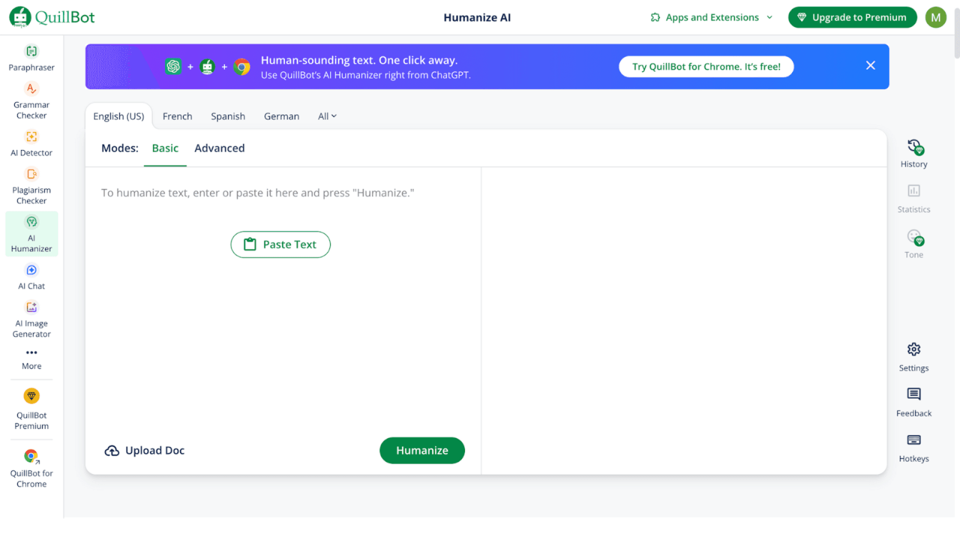 QuillBot's Dashboard