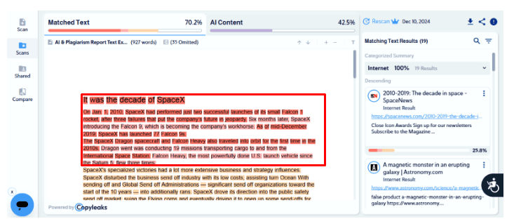 section-level breakdowns