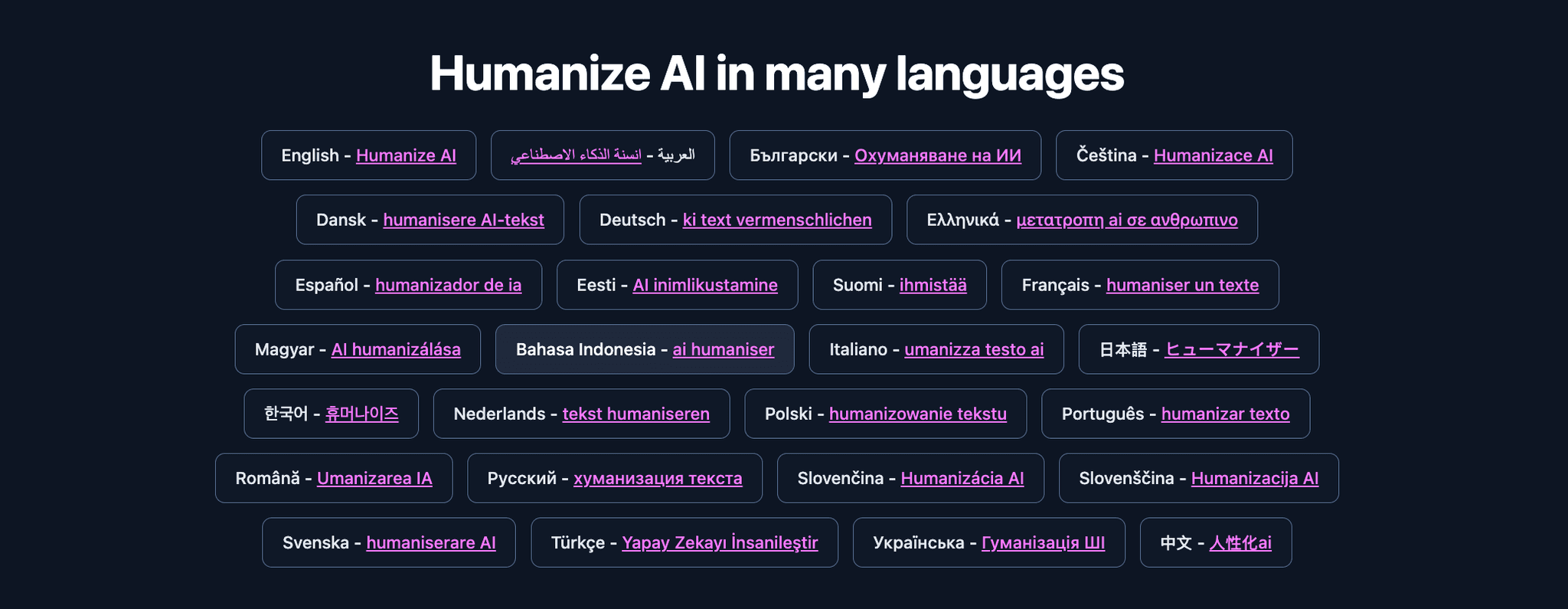 Humanize AI in many languages